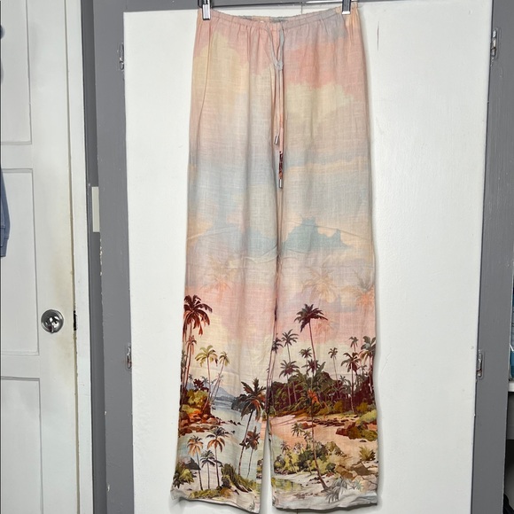 Label of Love Anthro Women XL Linen Blend Pants Wide Leg Vacation resort Pull On - Picture 1 of 10